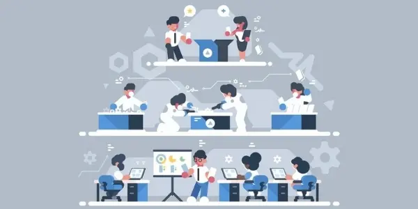 Ilustración de los departamentos de una empresa